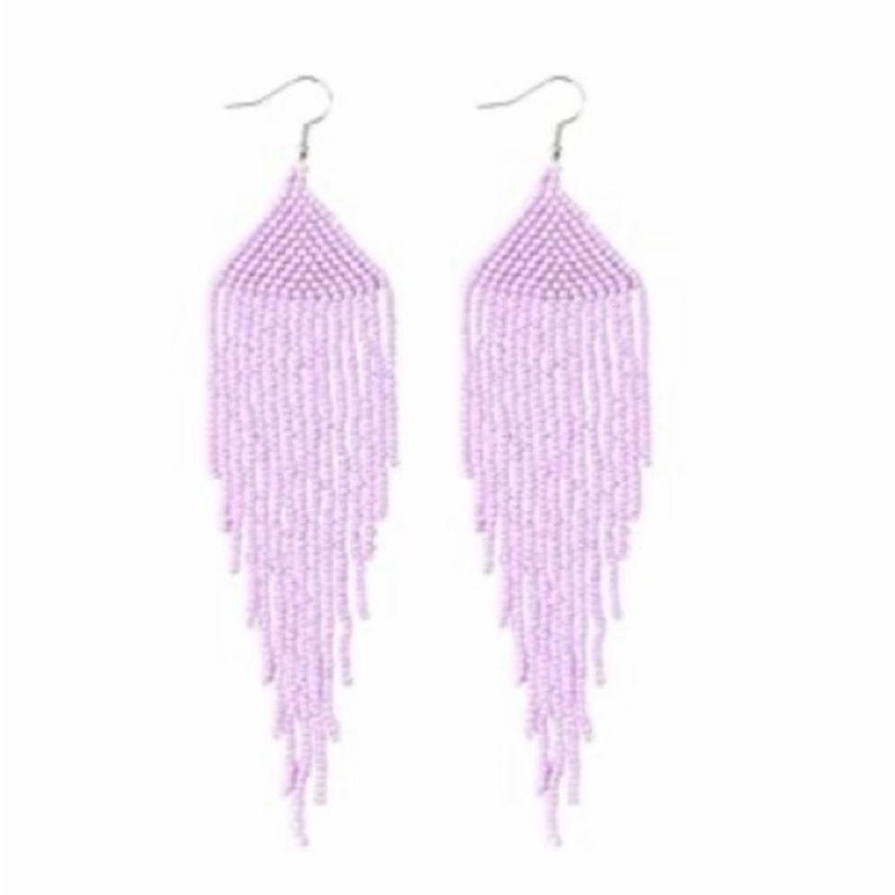 Elegant Lavender Beaded Earrings